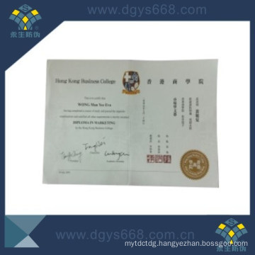 Custom Design Watermark Paper Security Certificate Printing